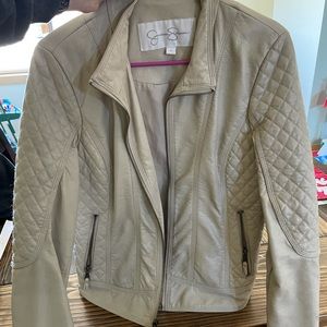 Faux Cream Colored Leather Jacket